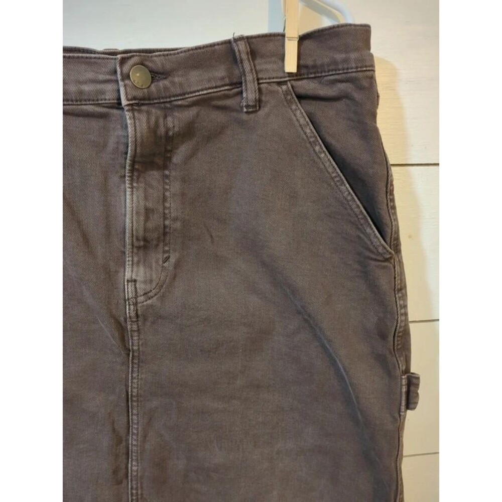 Brown high-rise jean skirt cargo size 16 cotton spandex fall winter boho  core